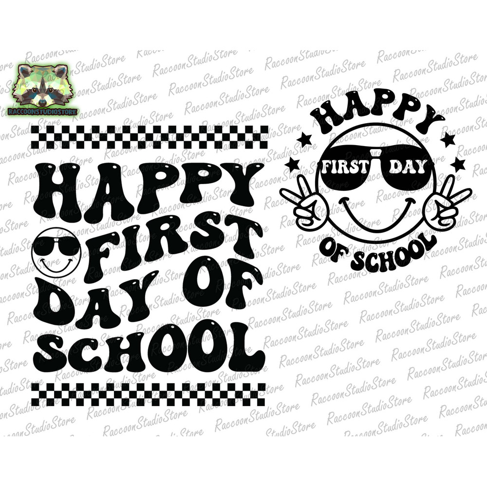 Happy First Day of School SVG, Back To School Svg, Hello School Svg, Kindergarten Png, Smiley Face Svg, Teacher Life Shirt, Digital Download - 1.jpg