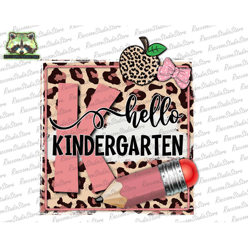 Leopard Hello Kindergarten Png, Teacher Png, Hello Kindergarten Png Back To School Png, First Day Of School Png, Instant Download - 1.jpg