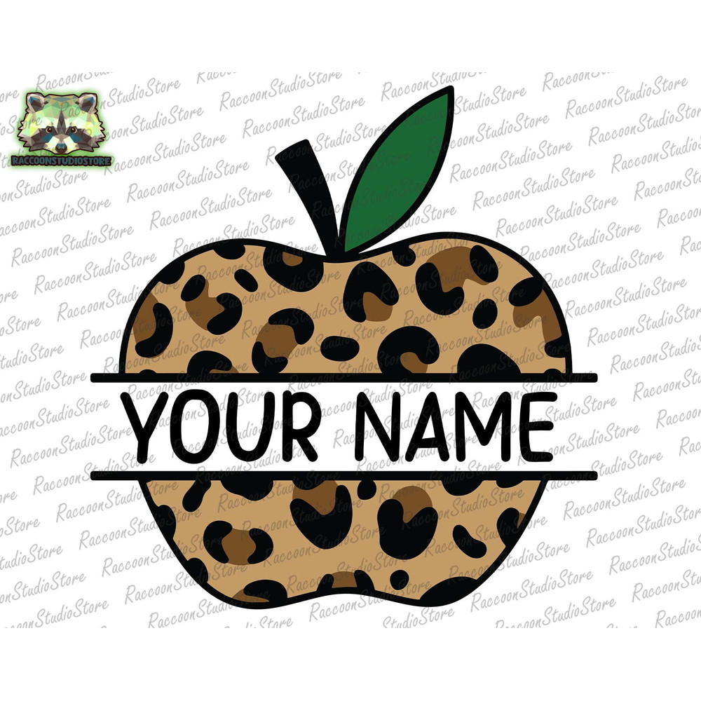 Personalized Name Frame Png, Back To School Png, Leopard Apple Png, Teacher Png, Name Frame Png, Back To School Png, Instant Download - 1.jpg