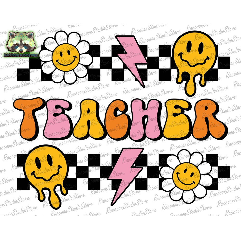 Retro Groovy Teacher SVG, Retro Smiley Face Svg, Teacher Png, Groovy Teacher Svg, Back to School Svg, Groovy Floral Svg, Instant Download - 1.jpg