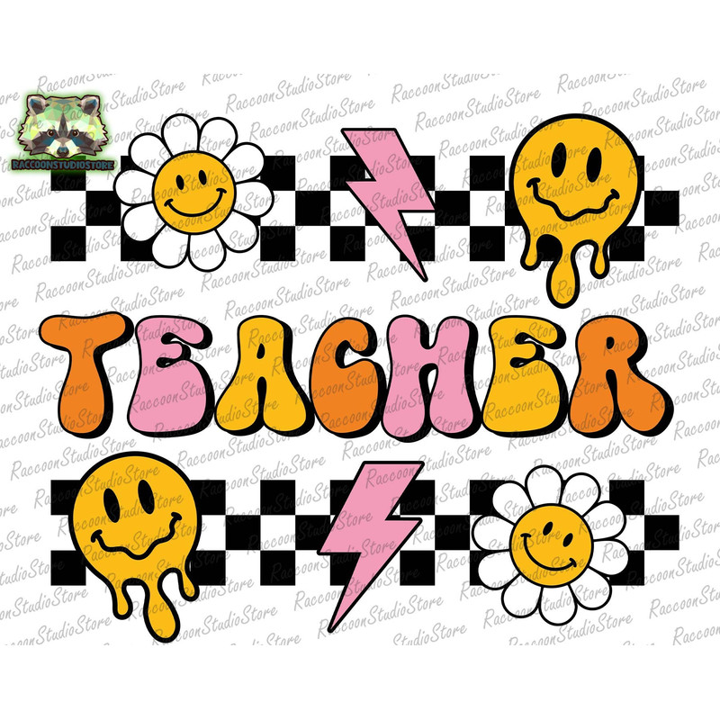 Retro Groovy Teacher SVG, Retro Smiley Face Svg, Teacher Png, Groovy Teacher Svg, Back to School Svg, Groovy Floral Svg, Instant Download - 1.jpg