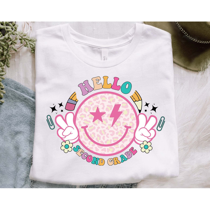 Retro Hello Second Grade Svg, 2nd Grade Teacher Svg, Back To School Svg, 1st Day of School Svg, Pink Leopard Designs, Instant Download - 3.jpg