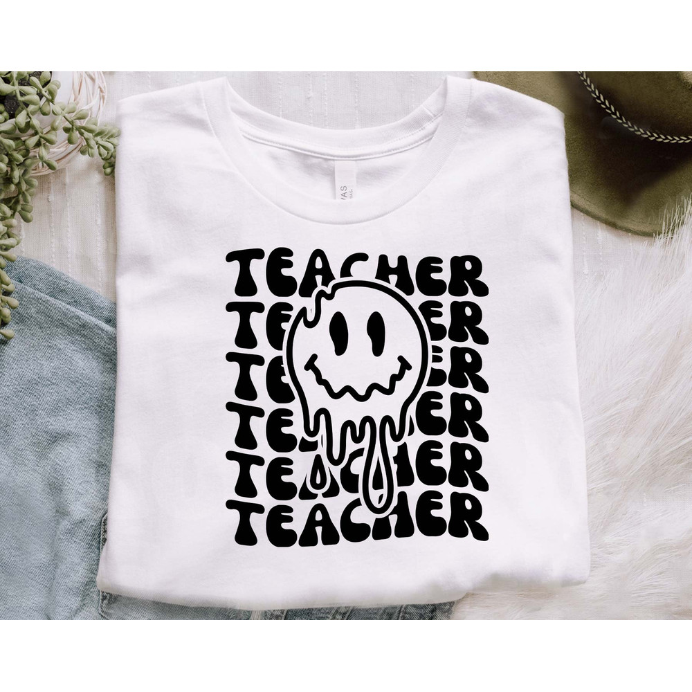 Retro Teacher SVG, School Svg, Teach Svg, Back to School Svg, Teacher Gift Svg, Teacher Shirt Svg, Teacher Smiley Face Svg, Instant Download - 4.jpg