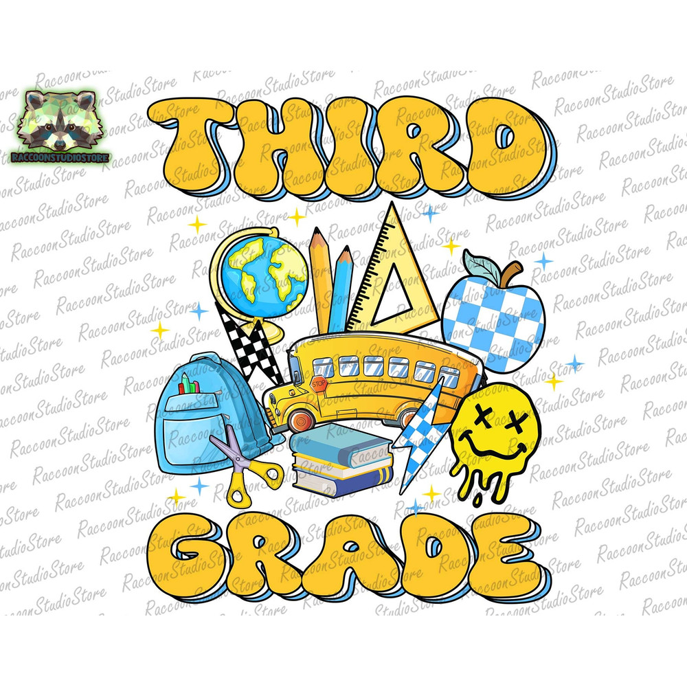 Retro Third Grade Png, Back to school Png, 3rd Grade PNG, First Day Of School, Retro PNG, First Grade Design, School Png, Instant Download - 1.jpg