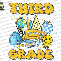 retro third grade png, back to school png, 3rd grade png, first day of school, retro png, first grade design, school png