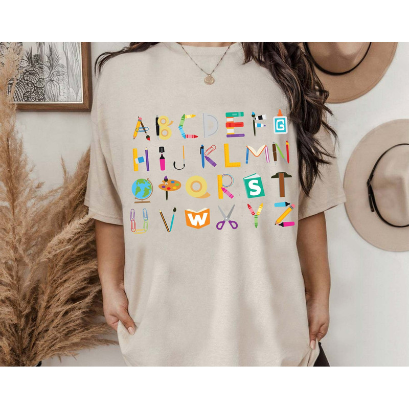 School Supplies Alphabet Png, School Supplies Png, Back To School Png, Colorful Kids Friendly Letters Png, Teacher Shirt , Instant Download - 4.jpg