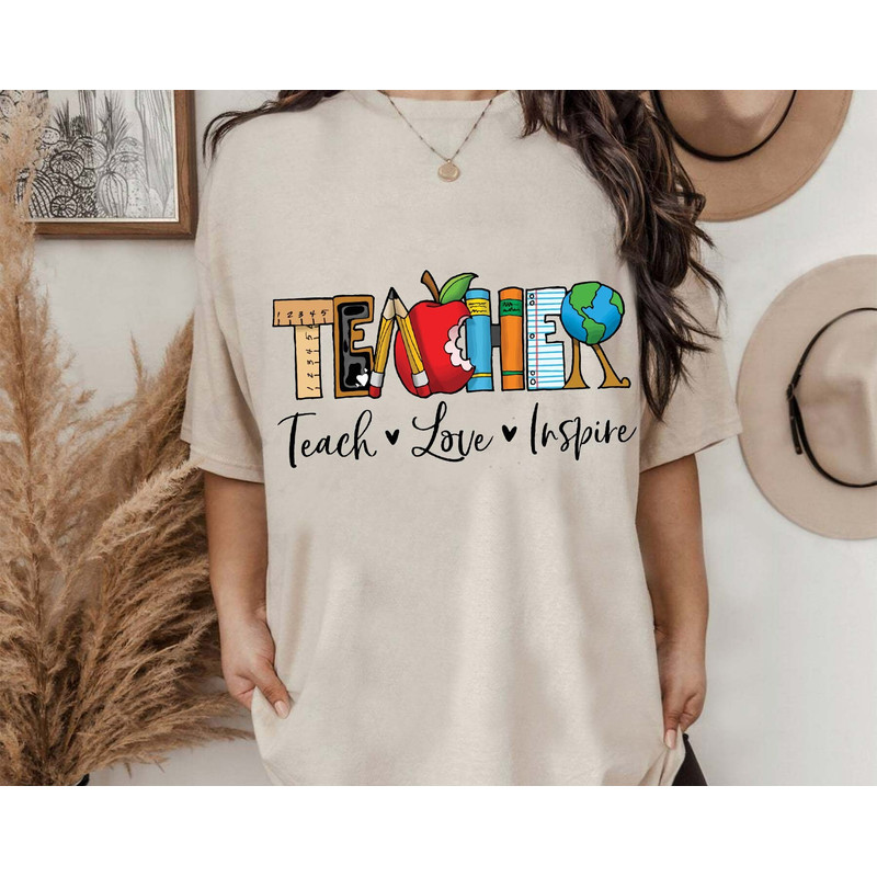 Teach Love Inspire Png, Teacher Shirt Design, Teacher Gifts, School Teacher Png, Teacher Png, Back To School, School 2023, Instant Download - 4.jpg