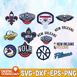 bundle 26 files new orleans pelicans basketball team svg, new orleans pelicans svg, nba teams svg, nba svg, png, dxf, ep