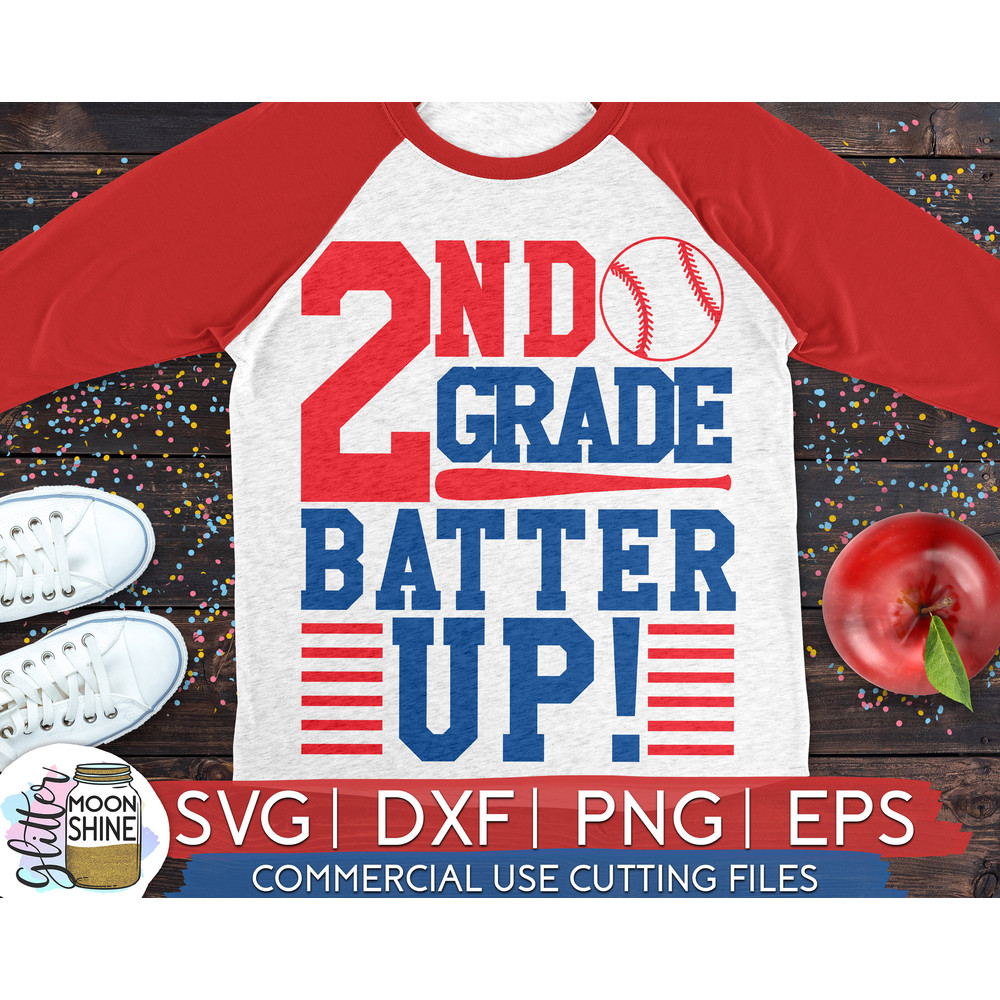 2nd Grade Batter Up svg eps png dxf cutting files for silhouette cameo cricut, Back to School, First Day of Second, Teacher, Boys, Baseball - 1.jpg
