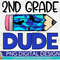 2nd Grade Dude Shark Pencil PNG Print File for Sublimation Or Print, DTG, School Sublimation, Back to School, Boys, Second Grade - 1.jpg