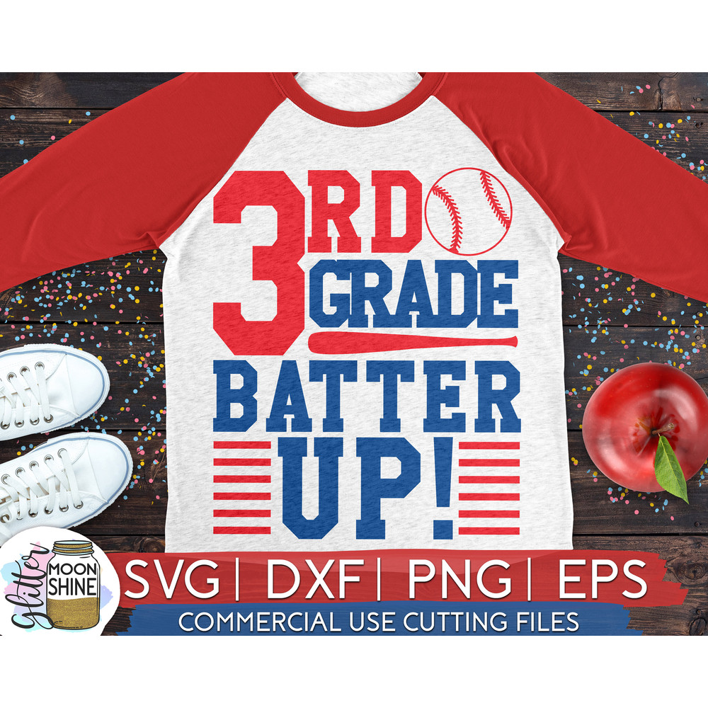 3rd Grade Batter Up svg eps png dxf cutting files for silhouette cameo cricut, Back to School, First Day of Third, Teacher, Boys, Baseball - 1.jpg