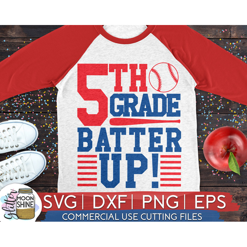 5th Grade Batter Up svg eps png dxf cutting files for silhouette cameo cricut, Back to School, First Day of Fifth, Teacher, Boys, Baseball - 1.jpg
