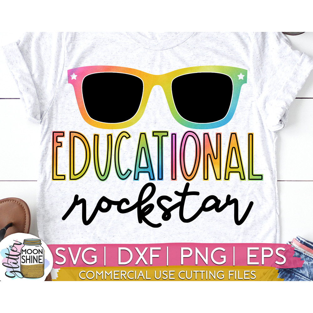 Educational Rockstar Sunglasses svg eps dxf png cutting files for silhouette cameo cricut, Teacher, Teaching, Back to School, Sublimation - 1.jpg