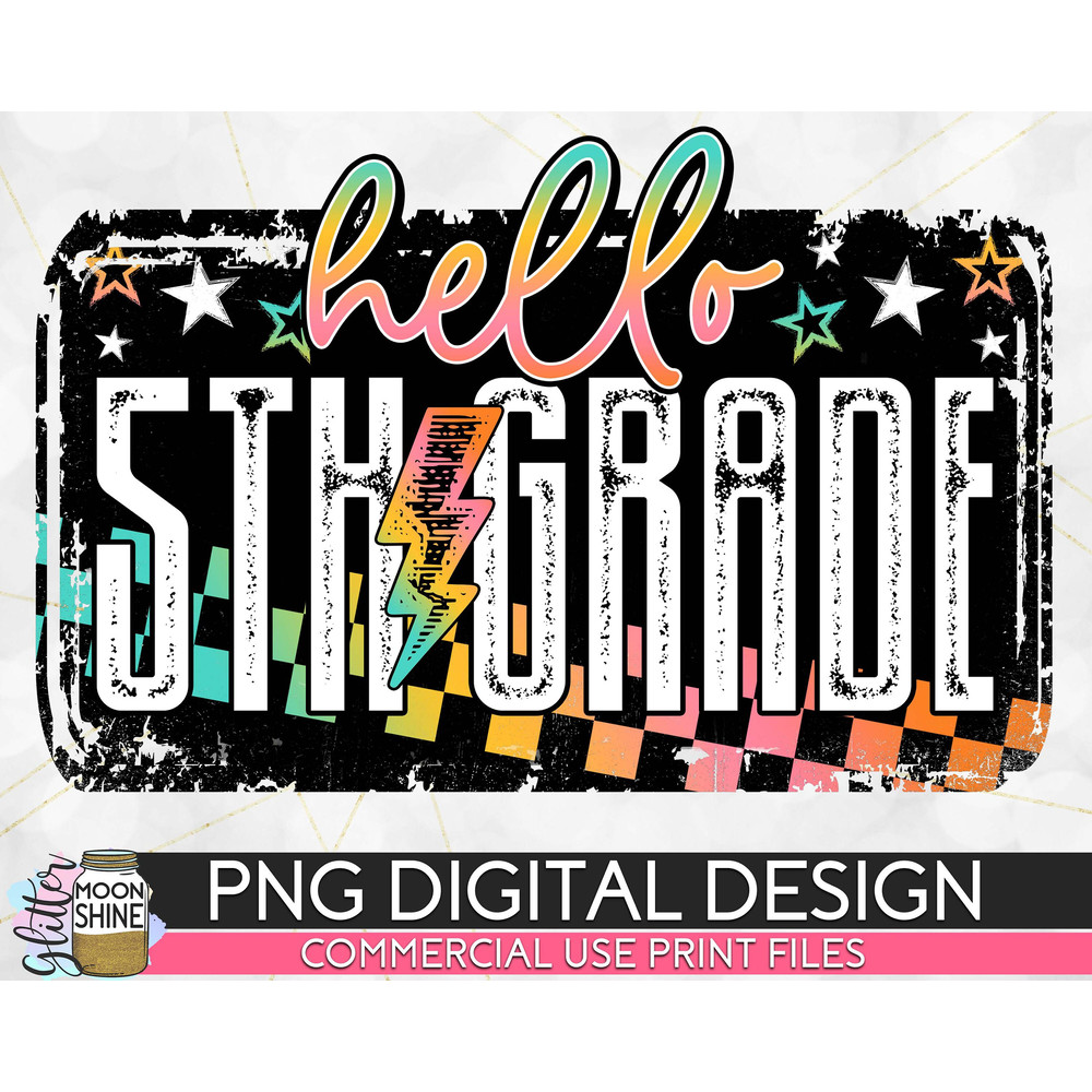 Hello 5th Grade Grunge Colorful PNG Print File for Sublimation Or Print, DTG, School Sublimation, School Designs, Back to School, Teacher - 1.jpg