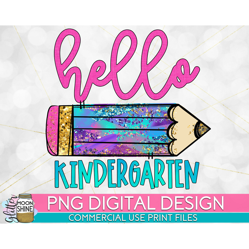 Hello Kindergarten Colorful PNG Print File for Sublimation Or Print, DTG, Preschool Sublimation, School Designs, Back to School - 1.jpg