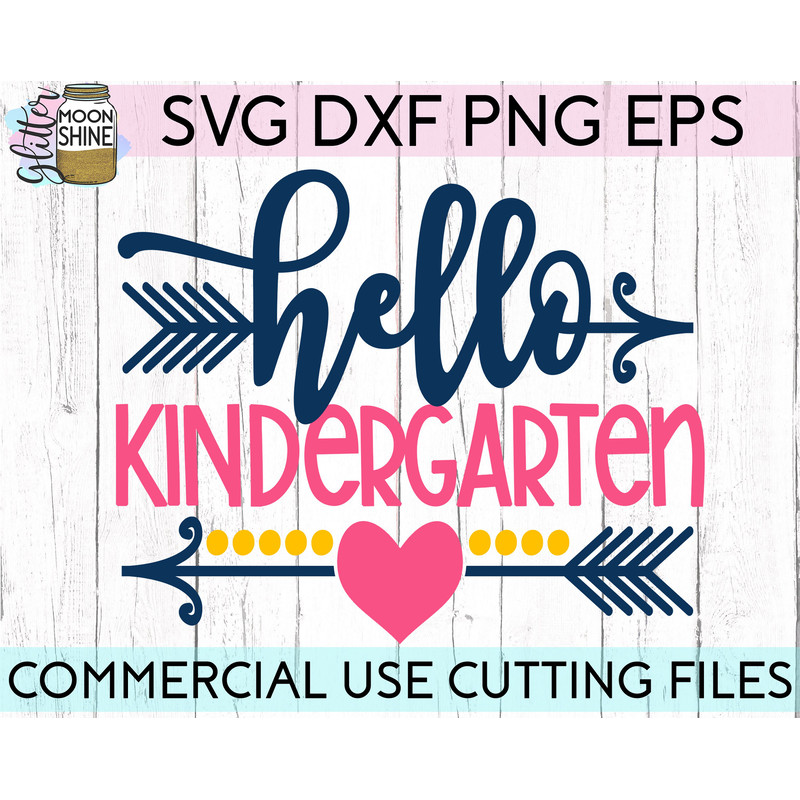 Hello Kindergarten svg eps png cutting files for silhouette cameo cricut, Back to School, First Day of Kinder, Teacher, Teaching, Cute Girly - 2.jpg