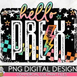 hello pre-k grunge colorful png print file for sublimation or print, dtg, school sublimation, school designs, back to sc