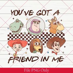 retro disney toy story you've got a friend in me png, vintage character group matching, disney family vacation png