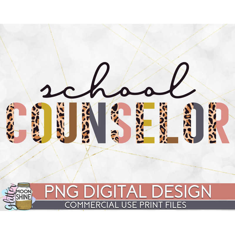School Counselor Half Leopard PNG Print File for Sublimation Or Print, Printable, Virtual Teacher, Teaching Designs, Funny Teacher - 1.jpg