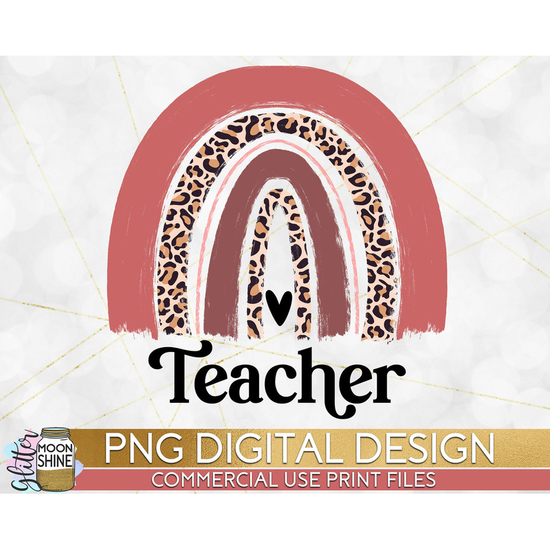Teacher Vintage Leopard Rainbow PNG Print File for Sublimation Or Print, Be Kind, Kind Designs, Kindness, Be The Light, Retro, Teacher - 1.jpg