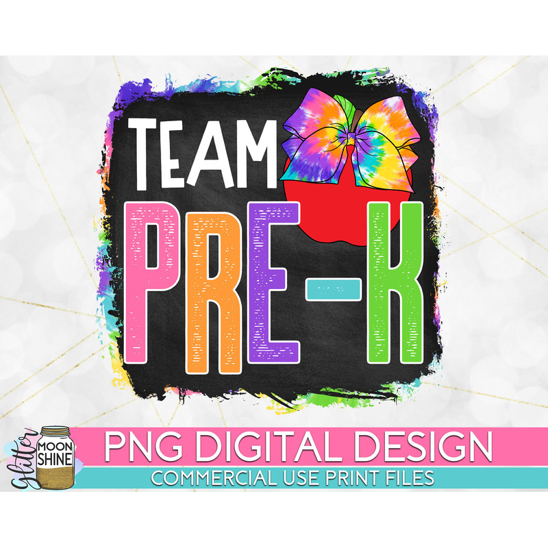 Team Pre-K Tie Dye Apple PNG Print File for Sublimation Or Print, DTG, School Sublimation, School Designs, Back to School - 1.jpg