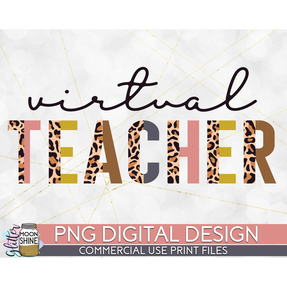 Virtual Teacher Half Leopard PNG Print File for Sublimation Or Print, Printable, Virtual Teacher, Teaching Designs, Funny Teacher - 1.jpg