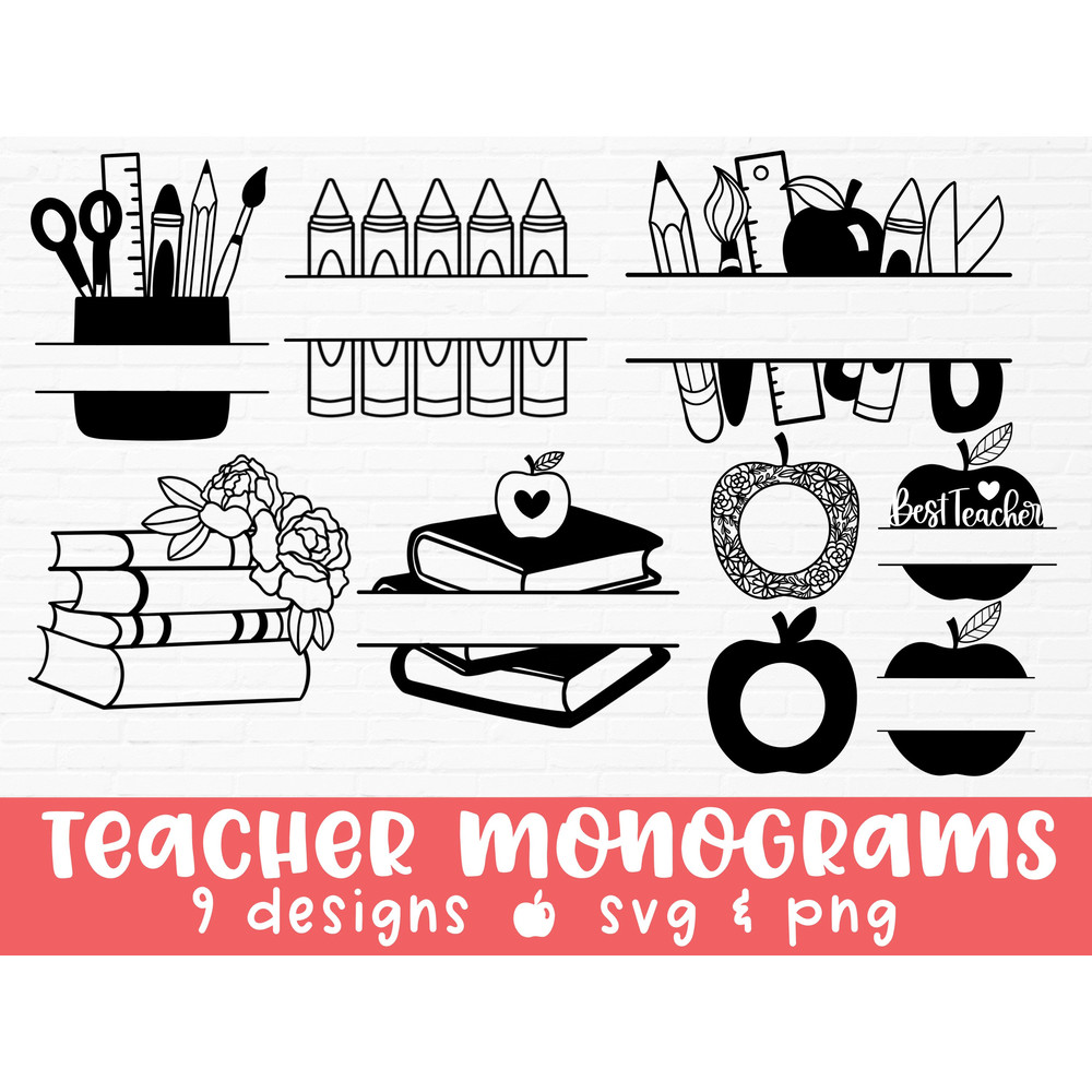 Teacher monogram svg teacher svg teacher shirt svg back to school svg school svg educator svg monogram svg split frame svg - 1.jpg