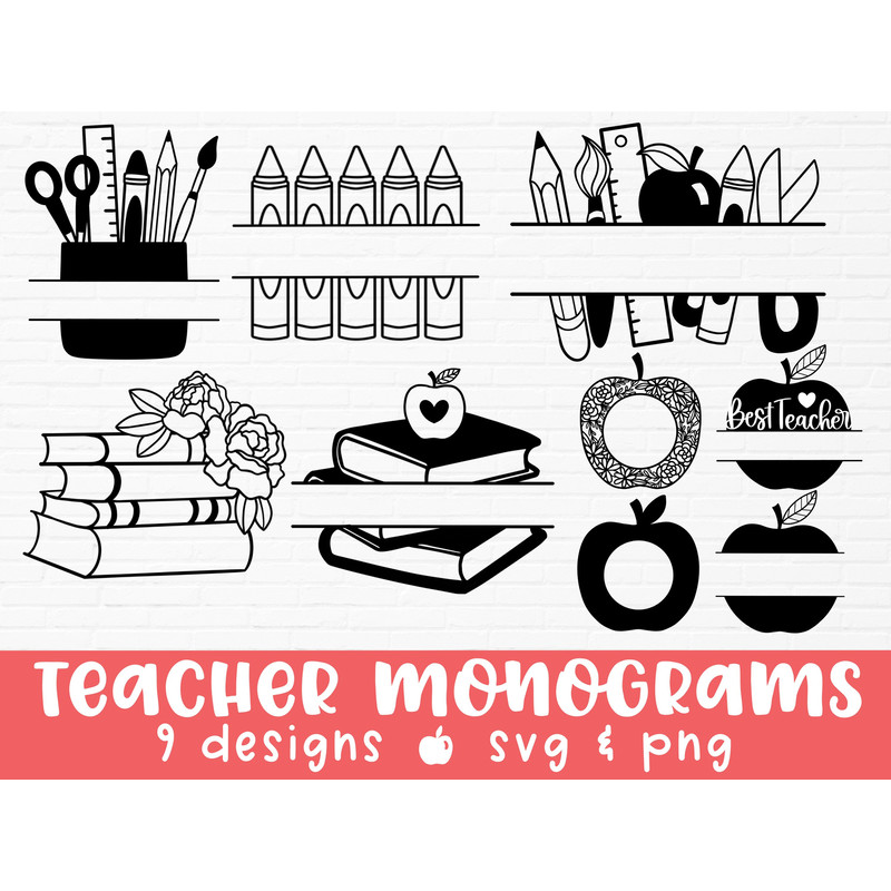 Teacher monogram svg teacher svg teacher shirt svg back to school svg school svg educator svg monogram svg split frame svg - 1.jpg