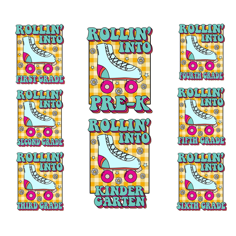 Back To School Svg Bundle Rollin' Into School Kindergarten Pre K 1st Day Of School 2nd Grade Skaterboat TeacherLife Png Digital Download - 1.jpg