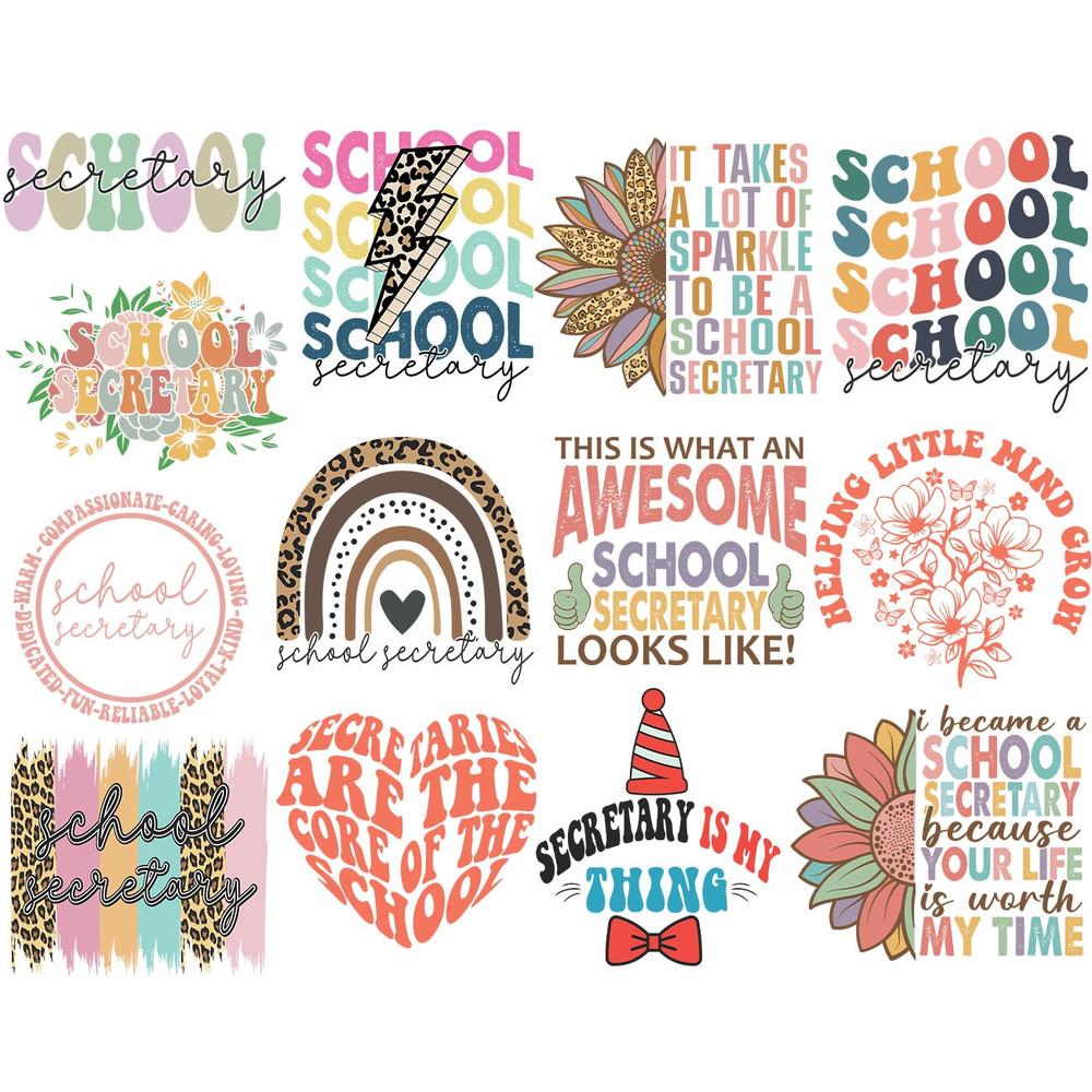 School Secretary Svg Png Bundle Back To School Secretary Core Of School Helping Little Minds My Thing Worth Time Retro Boho Rainbow Svg - 1.jpg