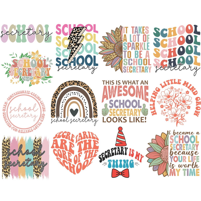School Secretary Svg Png Bundle Back To School Secretary Core Of School Helping Little Minds My Thing Worth Time Retro Boho Rainbow Svg - 1.jpg