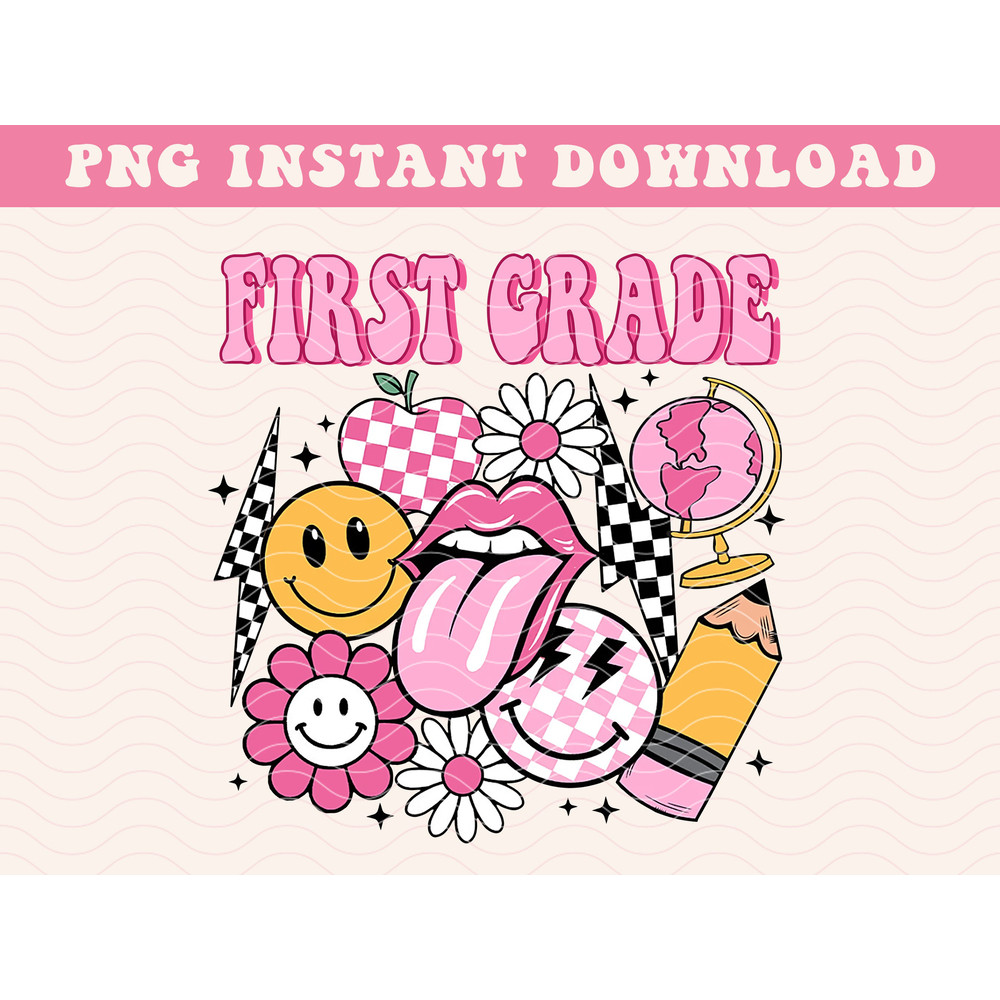 Back to School Bundle, Kindergarten, Pre K PNG, First Day Of School, School Png, Retro PNG, First Second Third Grade Design, School Png - 4.jpg