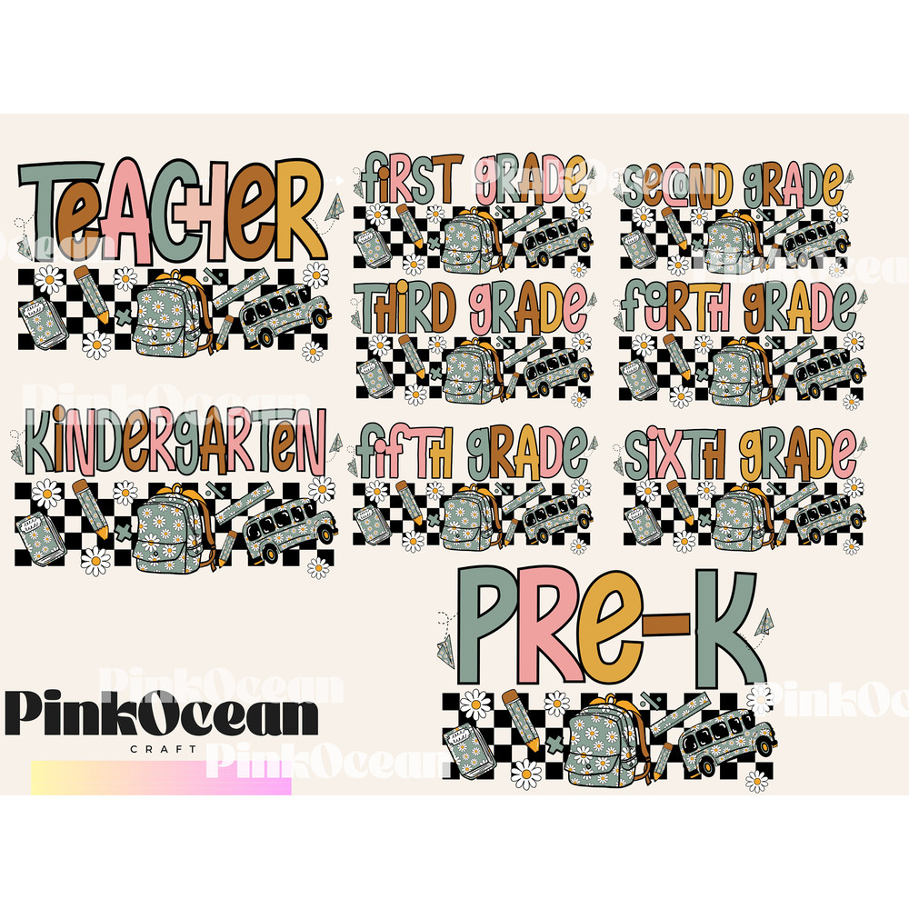 Back to School Bundle, Kindergarten, Pre K PNG, First Day Of School, School Png, Retro PNG, First Second Third Grade Design, School Png - 1.jpg