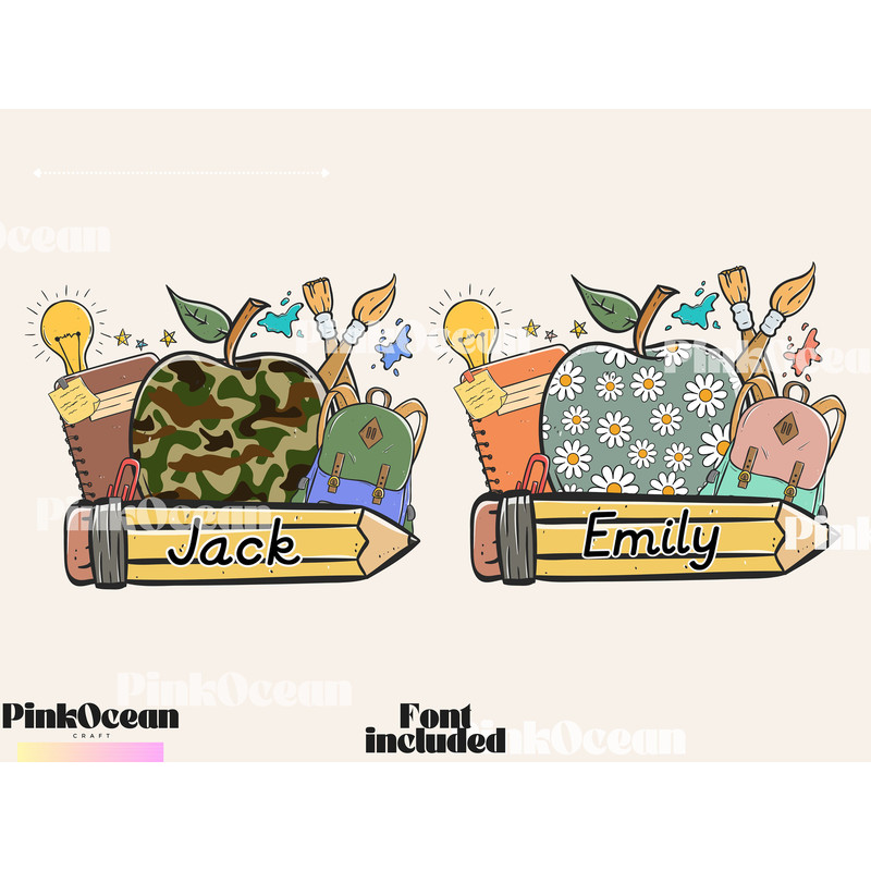 Personalization Back To School Png for Kids, First Day of School Png, Gift for Boy and Girl, Student Teacher Gift, Kindergarten Png - 1.jpg