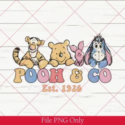 disney pooh and co est 1926 png 300dpi, pooh bear and friends sketch png, retro disney pooh bear png, disney trip png