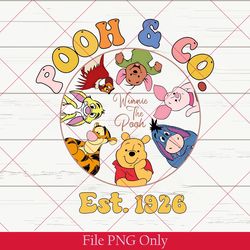 retro pooh & co est 1926 png, vintage winnie the pooh png, disneyland pooh bear png, disneyworld png, disney trip png