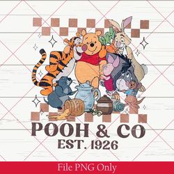 pooh & co est 1926 png, vintage winnie the pooh png, vintage disneyland pooh bear png, disneyworld png, disney trip png