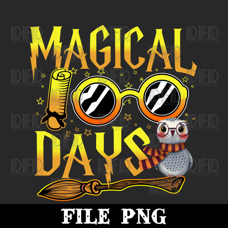 100 Magical Days Wizard 100th Days Of School Kids Teachers Png Digital Download - 1.jpg