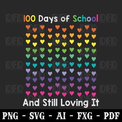 cute 100 days of school and still loving it hearts 100th day svg png instant download file for cricut