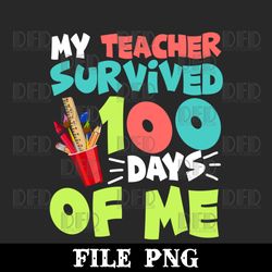 funny school boys girls kids gift 100 days of school png digital download