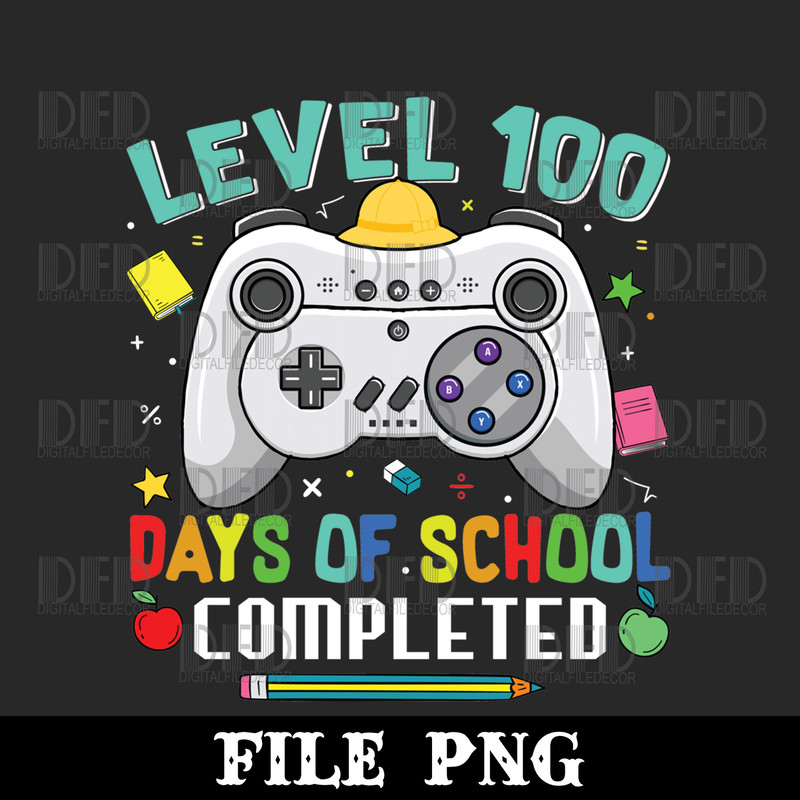 Gamming boy controller level 100 days of school completed Png Digital Download - 1.jpg