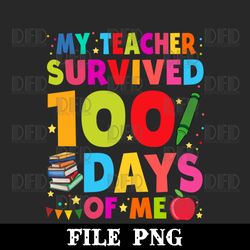 my teacher survived 100 days of me funny school students fun png digital download