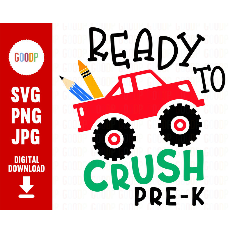 Ready To Crush Pre-K, Back To School Svg, Preschool Svg, Kid Back To School, Svg Files For Cricut, Digital Download, Instant Download - 1.jpg