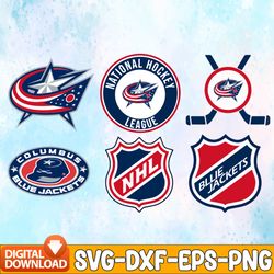 bundle 6 files columbus blue jackets hockey team svg, columbus blue jackets svg, nhl svg, nhl svg, png, dxf, eps, instan
