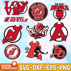 bundle 10 files new jersey devils hockey team svg, new jersey devils svg, nhl svg, nhl svg, png, dxf, eps, instant downl