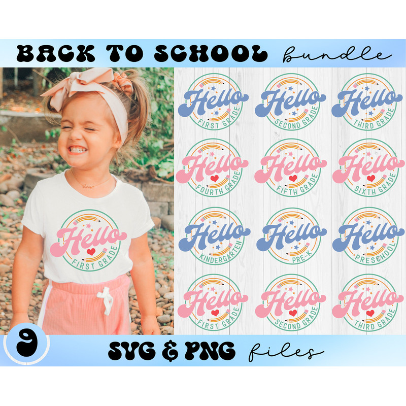 Hello School SVG Bundle, First Day of School svg for shirt, Back to School svg - 1.jpg