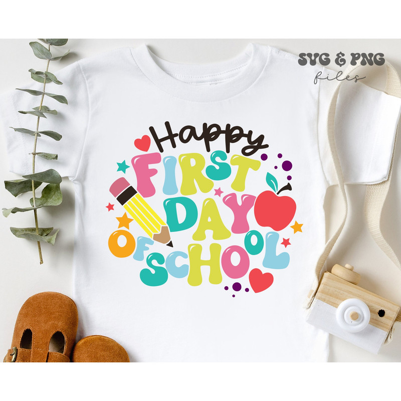 Happy First Day of School SVG, Back to School svg for Shirts, Teacher SVG, School Quote Cut Files, Hello School Svg Digital Download Designs - 2.jpg