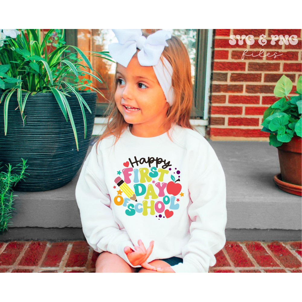 Happy First Day of School SVG, Back to School svg for Shirts, Teacher SVG, School Quote Cut Files, Hello School Svg Digital Download Designs - 3.jpg