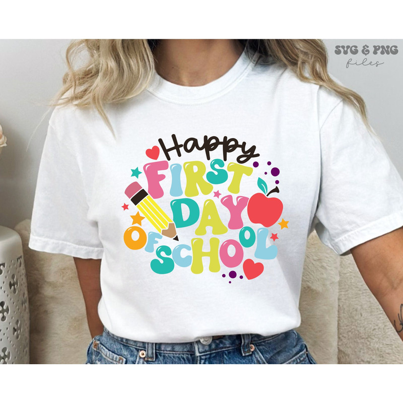 Happy First Day of School SVG, Back to School svg for Shirts, Teacher SVG, School Quote Cut Files, Hello School Svg Digital Download Designs - 5.jpg