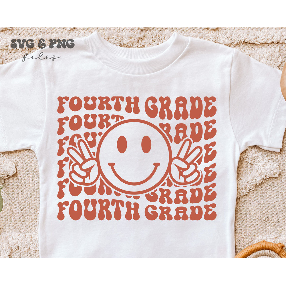 Retro Fourth Grade SVG, Retro Smile Face svg, Back to school svg - 1.jpg